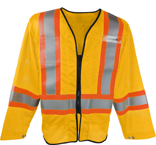 OVER2036 Yellow Mesh Jacket with front pockets and a zippered front closure - CSA Class 1 Level 2