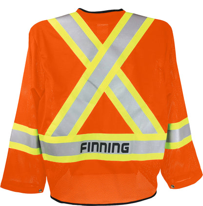 OVER2036 Hi-Viz Orange Mesh Jacket with front pockets and a zippered front closure - CSA Class 2 Level 2