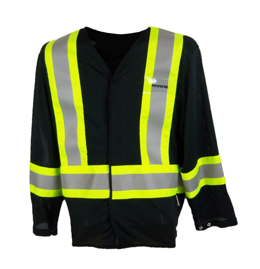 OVER2035 Black Mesh Jacket with front pockets & hook/loop front closure - CSA Class 1 Level 2