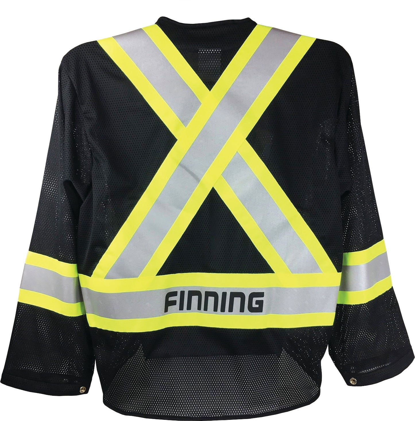 OVER2036 Black Mesh Jacket with front pockets & zipper front closure - CSA Class 1 Level 2