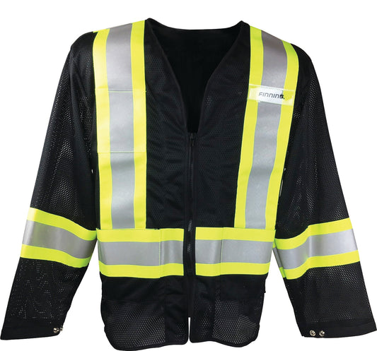 OVER2036 Black Mesh Jacket with front pockets & zipper front closure - CSA Class 1 Level 2